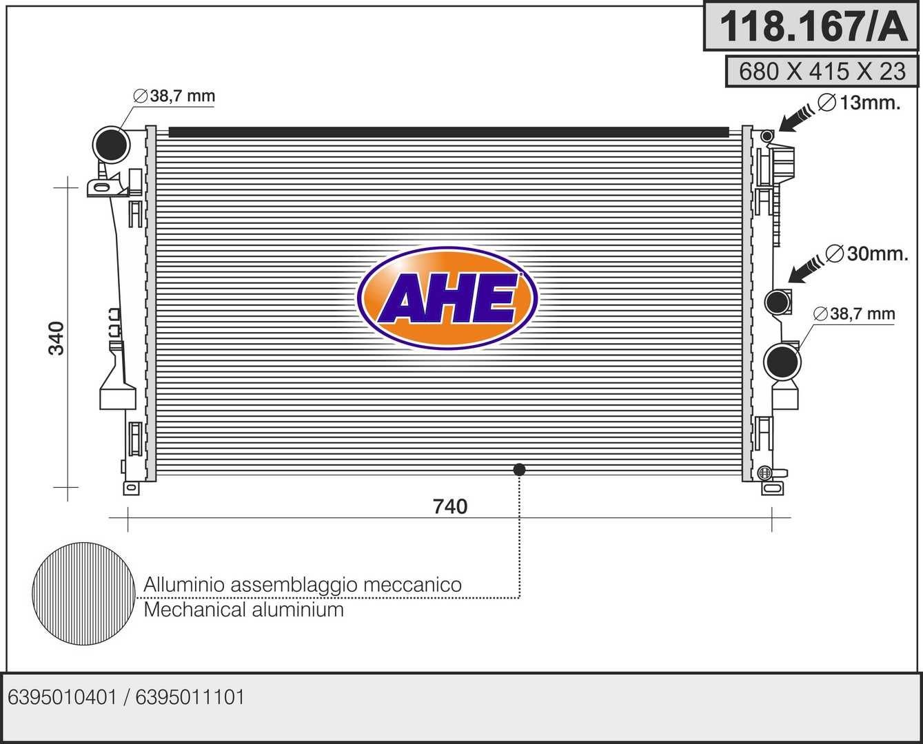 AHE 118.167/A Engine radiator 639 501 11 01