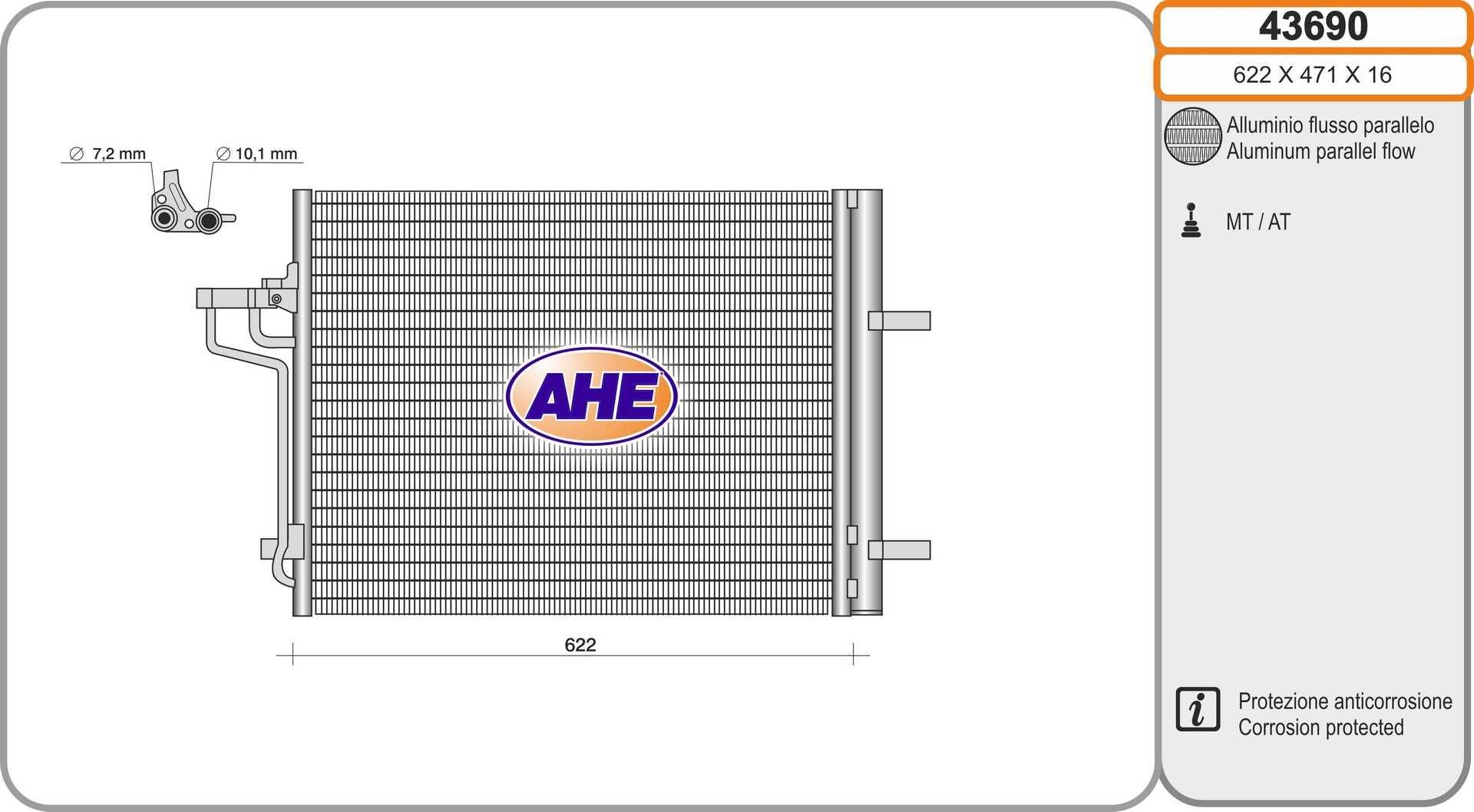 AHE 43690 Air conditioning condenser 1 785 765