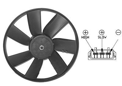 VAN WEZEL 5880744 Fan, radiator D1: 305 mm, 12V, 250/150W, without holder