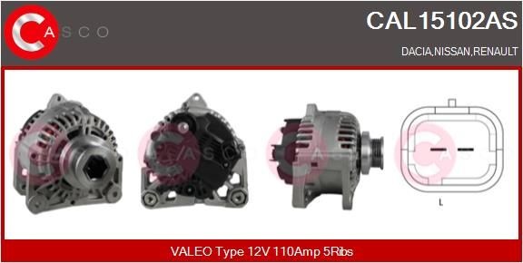 CASCO 12V, 110A, M8, CPA0156, Ø 55 mm, with integrated regulator Number of ribs: 5 Generator CAL15102AS buy