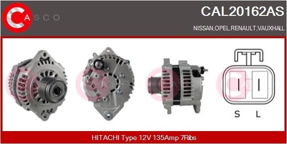 CASCO CAL20162AS Alternator 12V, 135A, CPA0054, Ø 60 mm, with integrated regulator