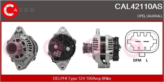 CASCO CAL42110AS Alternator 12V, 100A, M8, M8 B+, CPA0204, Ø 54 mm