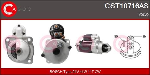 CASCO CST10716AS Starter motor 24V, 4kW, Number of Teeth: 11, CPS0067, M10, Ø 89 mm