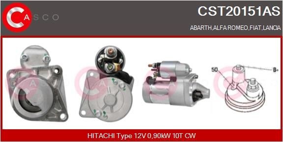 CASCO CST20151AS Starter motor 12V, 0,90kW, Number of Teeth: 10, CPS0151, M8, Ø 64 mm