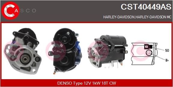 HARLEY-DAVIDSON ELECTRA GLIDE Anlasser 12V, 1kW, Zähnez.: 18, CPS0101, M8, Ø 54 mm CASCO CST40449AS