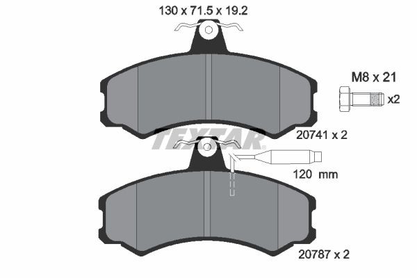 TEXTAR 2074101 Brake pad set with integrated wear warning contact, with brake caliper screws