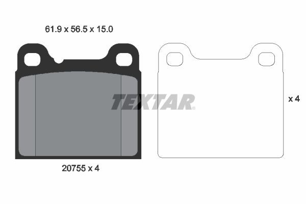 TEXTAR 2075506 Brake pad set not prepared for wear indicator, with accessories