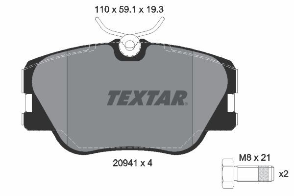 20941 TEXTAR 2094102 Brake pad set 00042099200005