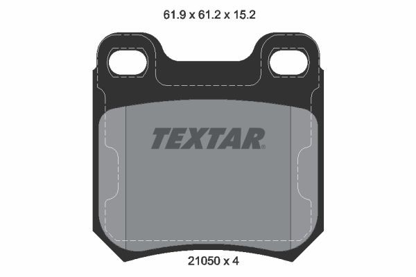 21050 TEXTAR not prepared for wear indicator Height: 61,2mm, Width: 61,9mm, Thickness: 15,2mm Brake pads 2105002 buy