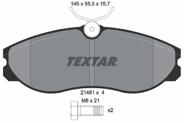 7252D362 TEXTAR nicht für Verschleißwarnanzeiger vorbereitet, mit Bremssattelschrauben Höhe: 55,5mm, Breite: 145mm, Dicke/Stärke: 15,7mm Bremsbelagsatz 2148101 günstig kaufen