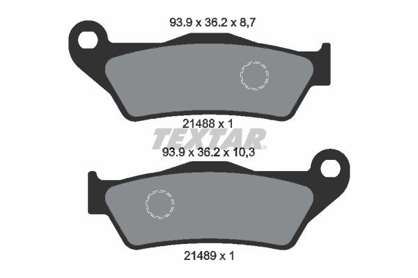 21488 TEXTAR not prepared for wear indicator Height: 36,2mm, Width: 93,9mm, Thickness 1: 8,7mm, Thickness 2: 10,3mm Brake pads 2148801 buy
