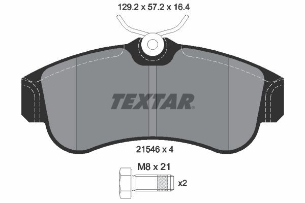 2154616414 TEXTAR nicht für Verschleißwarnanzeiger vorbereitet Höhe: 57,5mm, Breite: 129,2mm, Dicke/Stärke: 16,4mm Bremsbelagsatz 2154601 günstig kaufen