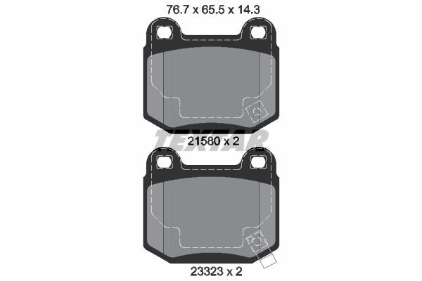 21580 TEXTAR with acoustic wear warning Height: 65,5mm, Width: 76,7mm, Thickness: 14,3mm Brake pads 2158001 buy