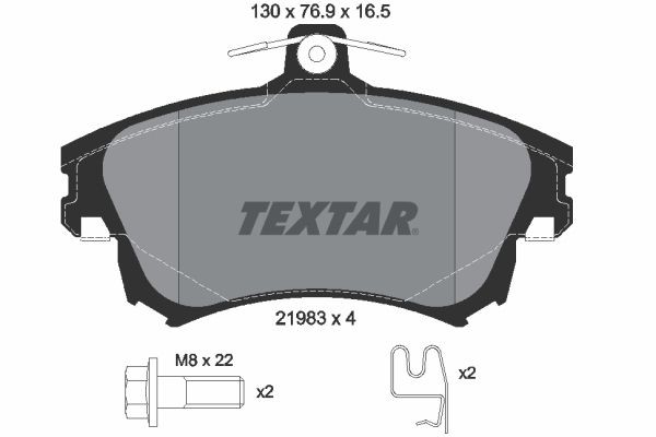 TEXTAR 2198304 Brake pad set with acoustic wear warning, with brake caliper screws