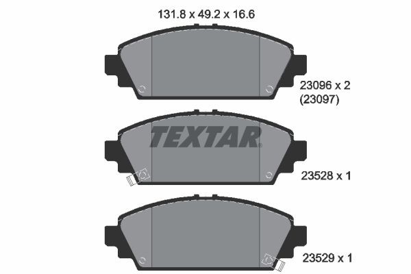 Αγοράστε 23096 TEXTAR με ηχητική προειδοποίηση φθοράς Ύψος: 49,2mm, Πλάτος: 131,8mm, Πάχος: 17,2mm Σετ τακάκια, δισκόφρενα 2309601 Σε χαμηλή τιμή