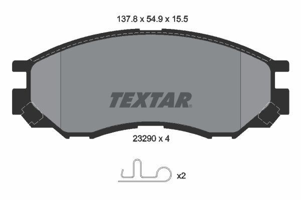 23290 TEXTAR with acoustic wear warning, with accessories Height: 55mm, Width: 137,8mm, Thickness: 15,5mm Brake pads 2329002 buy