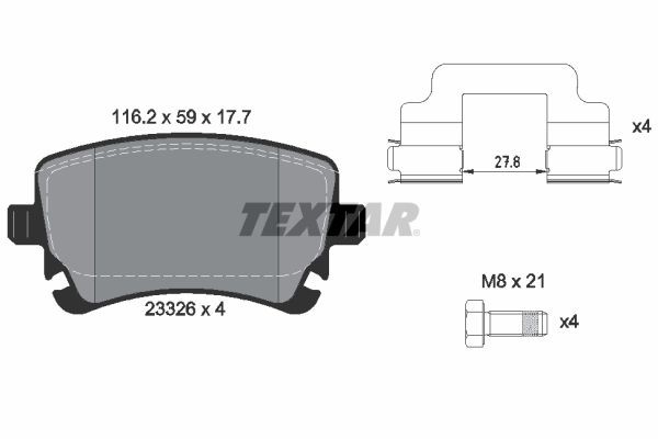 TEXTAR Brake pad kit rear and front A4 B7 Convertible (8HE) new 2332601