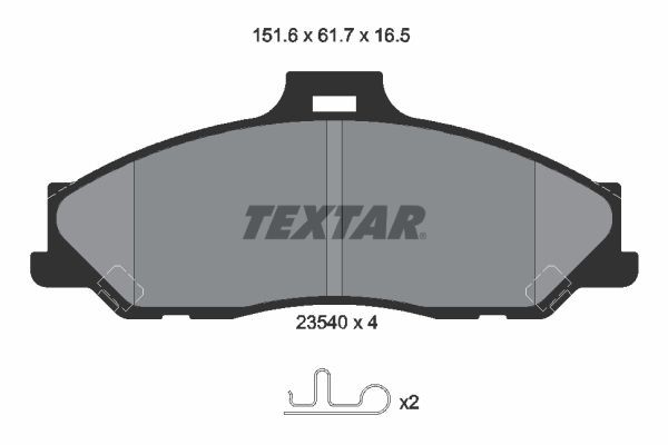 TEXTAR 2354001 Brake pad set with acoustic wear warning, with accessories