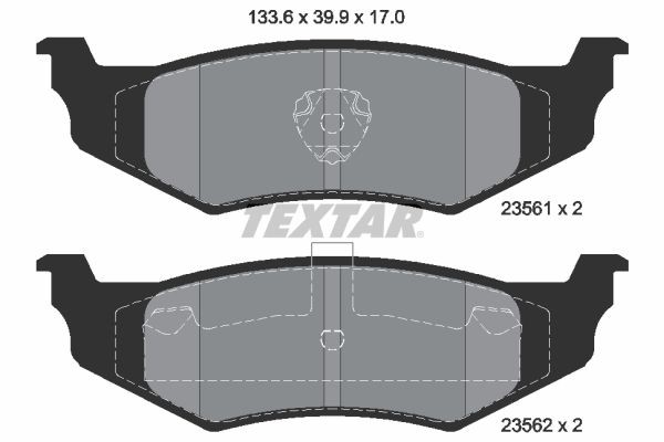 23561 TEXTAR not prepared for wear indicator Height: 39,9mm, Width: 133,6mm, Thickness: 17mm Brake pads 2356102 buy