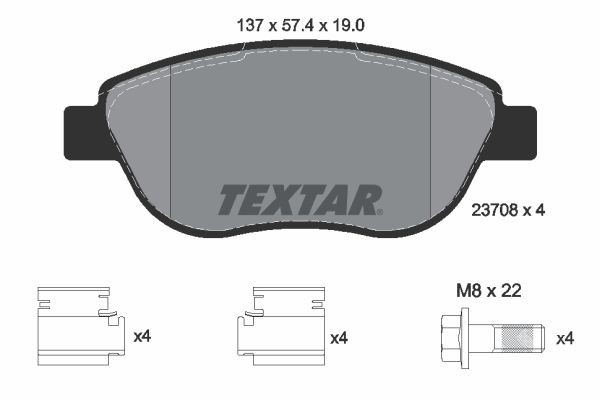 Original 2370803 TEXTAR Brake pad kit FIAT