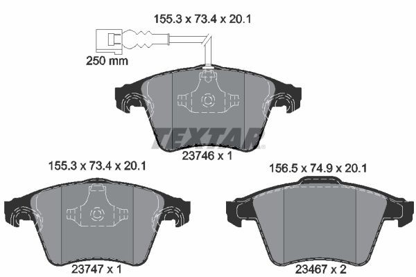 Brake pad kit TEXTAR with integrated wear warning contact - 2374602