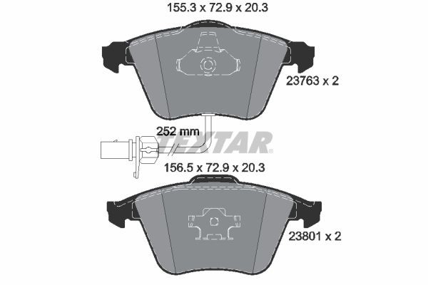 TEXTAR 2376302 Brake pad set with integrated wear warning contact