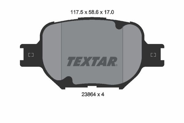 23864 TEXTAR not prepared for wear indicator Height: 58,6mm, Width: 117,5mm, Thickness: 17mm Brake pads 2386401 buy