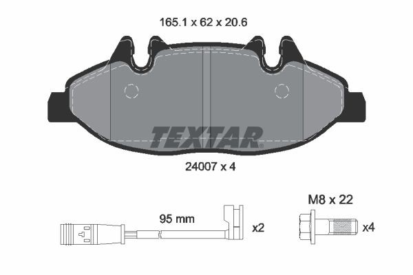 TEXTAR 2400701 Brake pad set incl. wear warning contact, with brake caliper screws, with accessories