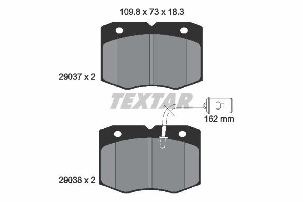 29037 TEXTAR with integrated wear warning contact Height: 73mm, Width: 109,5mm, Thickness: 18,3mm Brake pads 2903701 buy