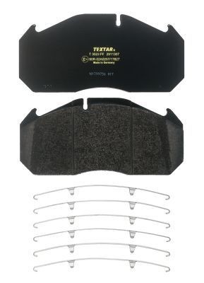 TEXTAR 2911307 Brake pad set prepared for wear indicator, with accessories