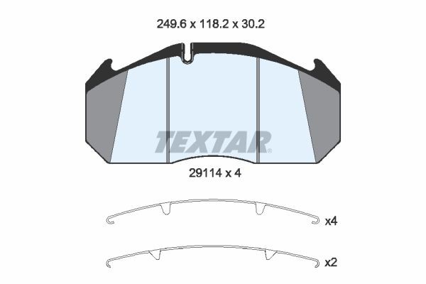 29114 TEXTAR prepared for wear indicator Height: 118,2mm, Width: 249,7mm, Thickness: 30,2mm Brake pads 2911401 buy