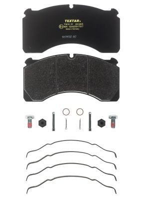 TEXTAR 2912405 Brake pad set prepared for wear indicator, with accessories