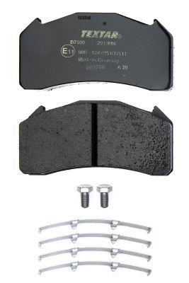 TEXTAR 2913606 Brake pad set not prepared for wear indicator, with brake caliper screws, with accessories