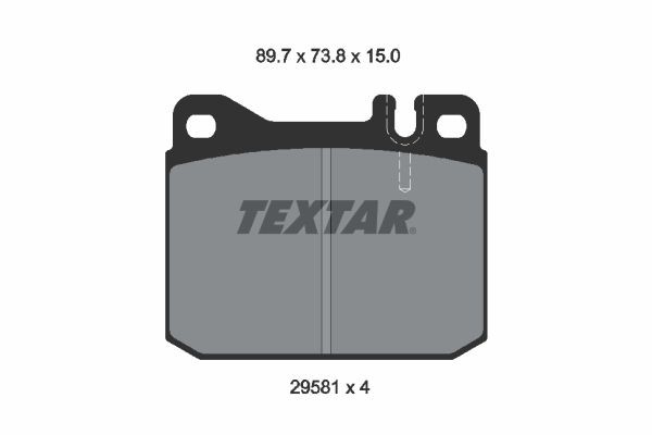 29581 TEXTAR für Verschleißwarnanzeiger vorbereitet Höhe: 73,8mm, Breite: 89,7mm, Dicke/Stärke: 15mm Bremsbeläge 2958104 kaufen