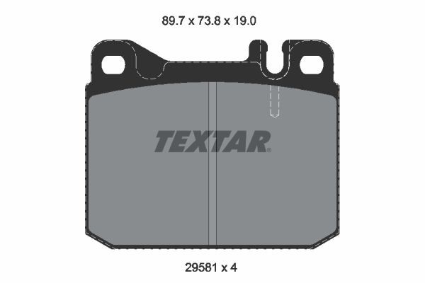 29581 TEXTAR für Verschleißwarnanzeiger vorbereitet Höhe: 73,8mm, Breite: 89,7mm, Dicke/Stärke: 19mm Bremsbeläge 2958105 kaufen