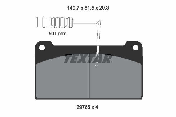 29765 TEXTAR with integrated wear warning contact Height: 81,5mm, Width: 149,7mm, Thickness: 20,3mm Brake pads 2976502 buy