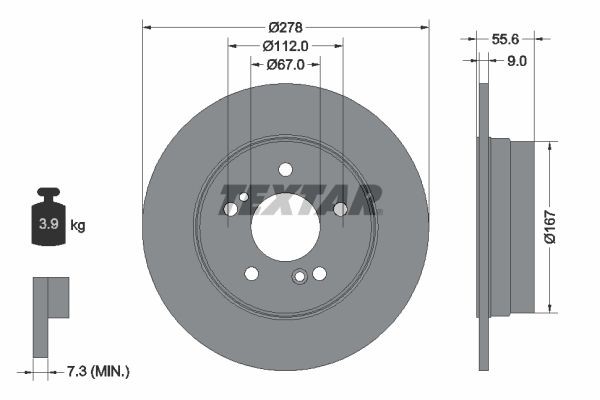 98200 0327 0 1 TEXTAR 278x9mm, 05/07x112, solid Ø: 278mm, Brake Disc Thickness: 9mm Brake rotor 92032700 buy