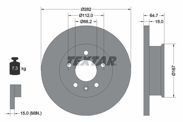 98200 0585 0 1 TEXTAR 282x18mm, 05/06x112, solid Ø: 282mm, Brake Disc Thickness: 18mm Brake rotor 92058500 buy