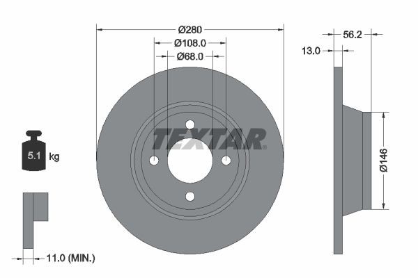 Audi 80 Brake discs and rotors 1320410 TEXTAR 92060400 online buy