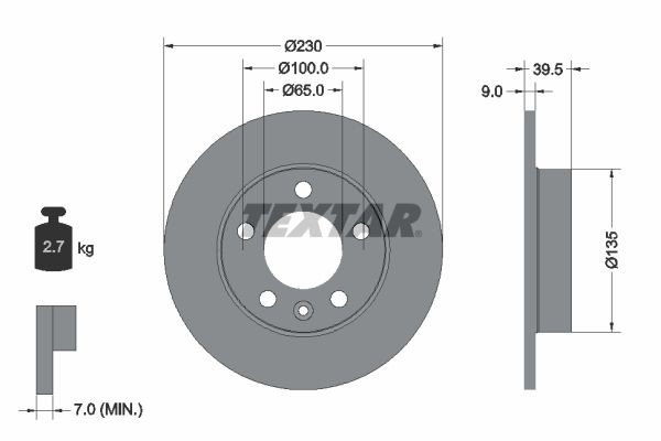 Original TEXTAR 98200 0825 0 1 Disc brake set 92082500 for AUDI A2