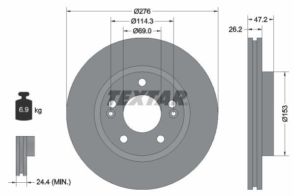 Hyundai SANTA FE Brake discs and rotors 1321217 TEXTAR 92131000 online buy