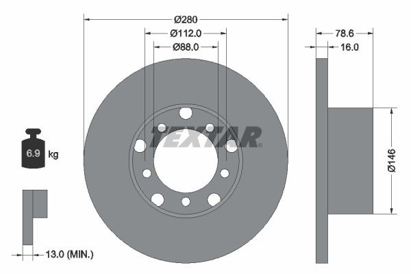 TEXTAR 93012400 Brake discs Mercedes T1 Platform 601