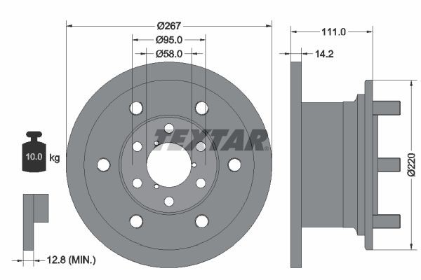 TEXTAR 93019400 Brake disc 267x14,2mm, 06/15x95, solid