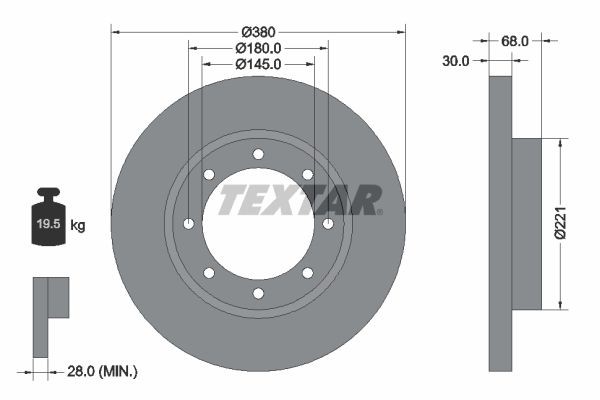 TEXTAR 93025600 Bremsscheibe für MERCEDES-BENZ UNIMOG LKW in Original Qualität