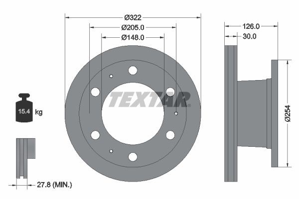 TEXTAR 93084300 Bremsscheibe für FORD Cargo LKW in Original Qualität