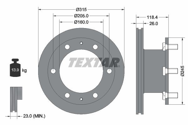 TEXTAR 93084600 Bremsscheibe für IVECO Zeta LKW in Original Qualität
