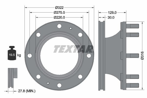 TEXTAR 93084700 Bremsscheibe für IVECO Zeta LKW in Original Qualität