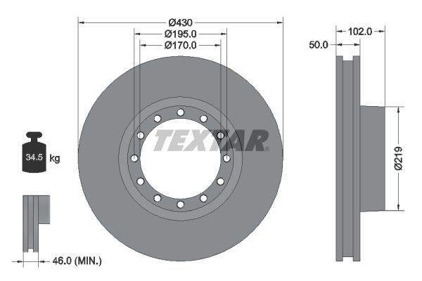 TEXTAR 93085200 Bremsscheibe für IVECO EuroStar LKW in Original Qualität
