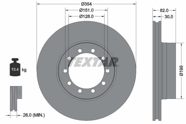 TEXTAR 93085900 Bremsscheibe für RENAULT TRUCKS Midliner LKW in Original Qualität