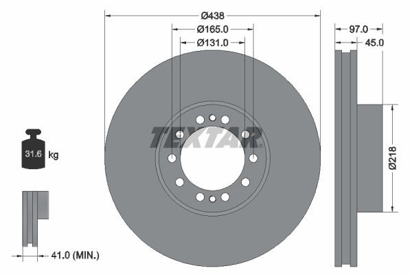 TEXTAR 93086100 Bremsscheibe für RENAULT TRUCKS Magnum LKW in Original Qualität